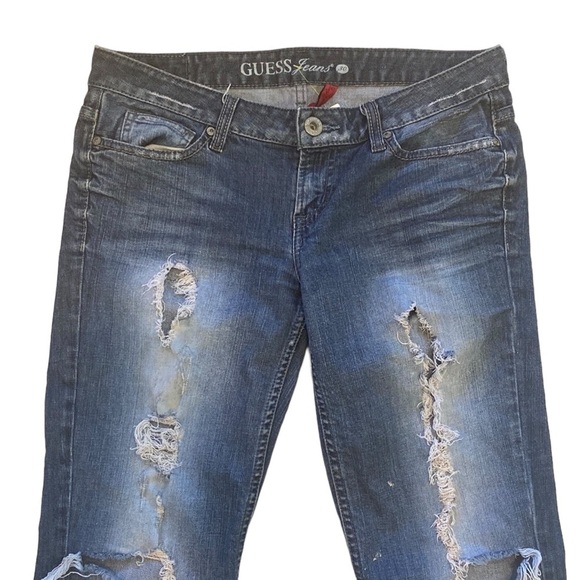 GUESS Jeans Foxy Flare - Flare Leg Size 30 Stretch Distress Cotton Machine Wash - Picture 2 of 13